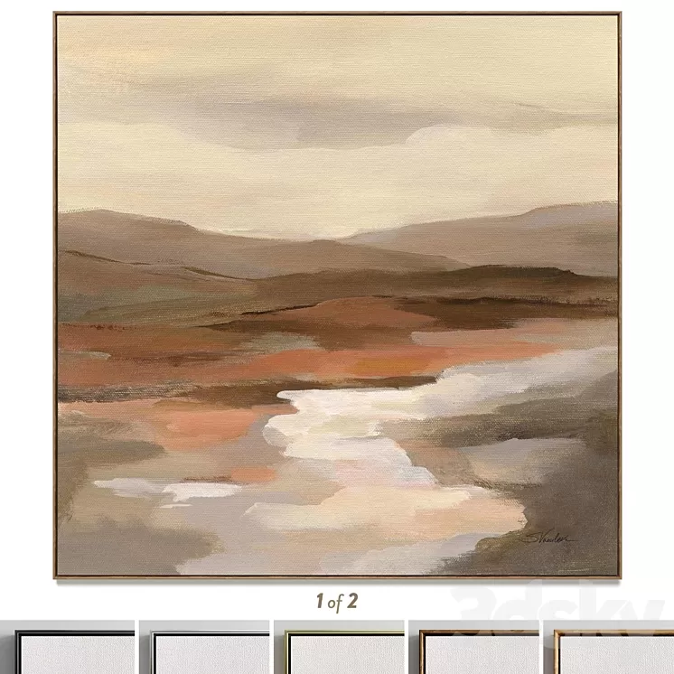 Plaster two square photo frames T-147 3D Model Free