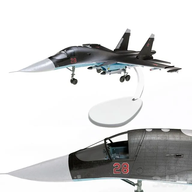 Plastic model of the SU-34 aircraft 3D Model
