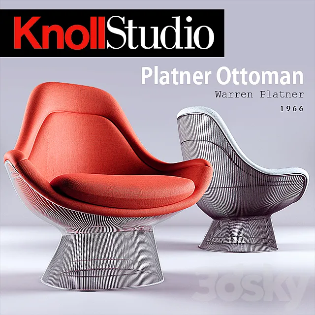 Platner Ottoman chair 3D Model