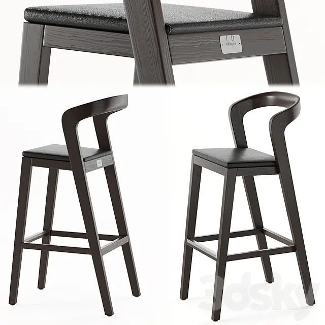 Play Barstool High Solid American Walnut by Wildspirit 3D Model