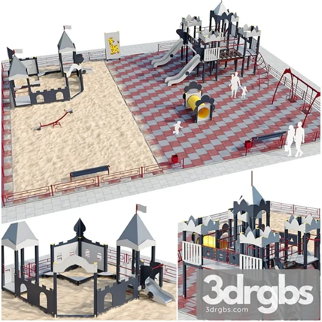 Playground childrens town 3D Model Free