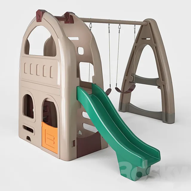 Playhouse Climber & Swing Set 3D Model