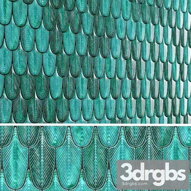 Plumage Feather Mosaic Tiles 3D Model Free