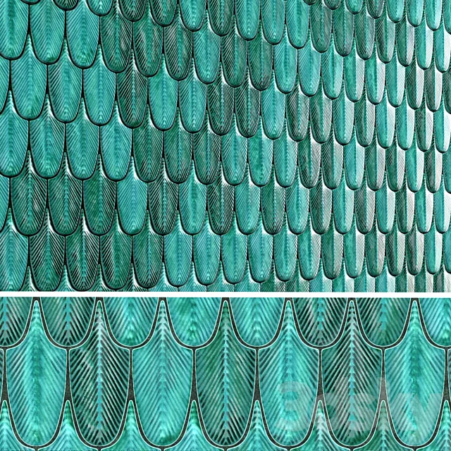 Plumage Feather Mosaic Tiles 3D Model