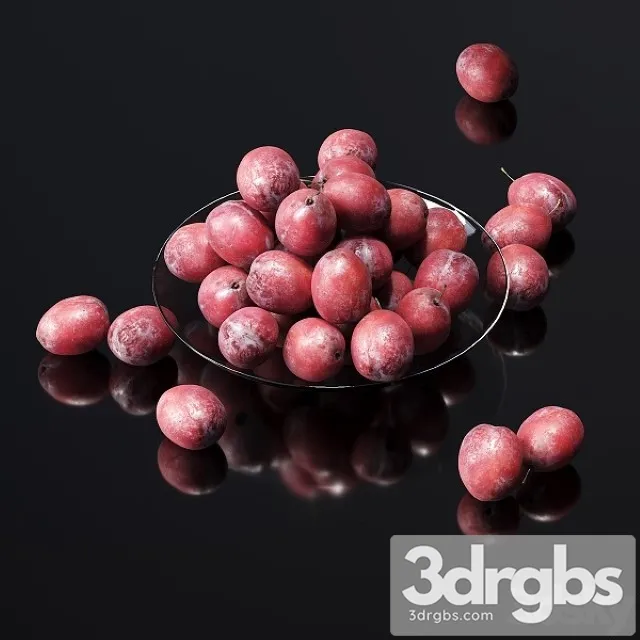 Plums on a Plate 3D Model Free