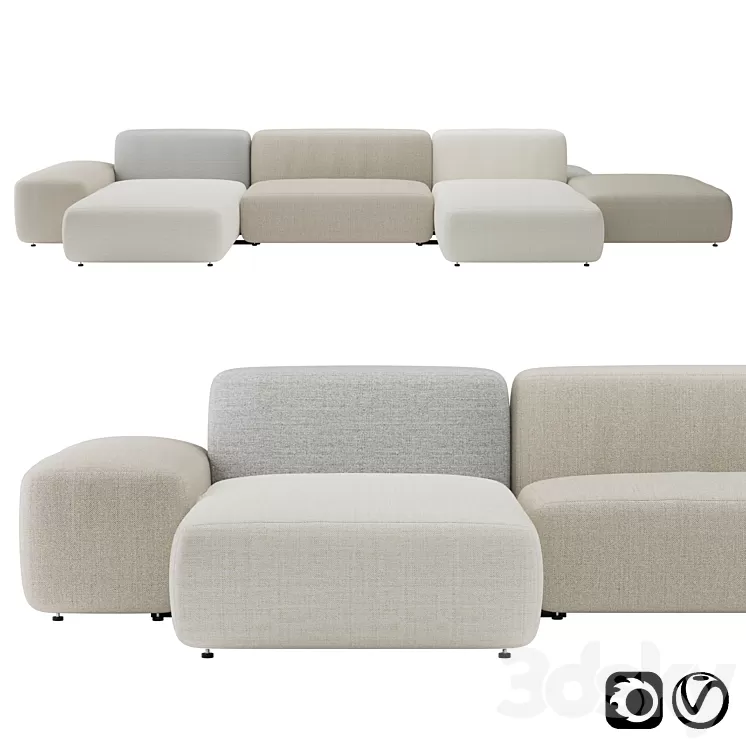 Plus Island Big Sofa by Lapalma 3D Model