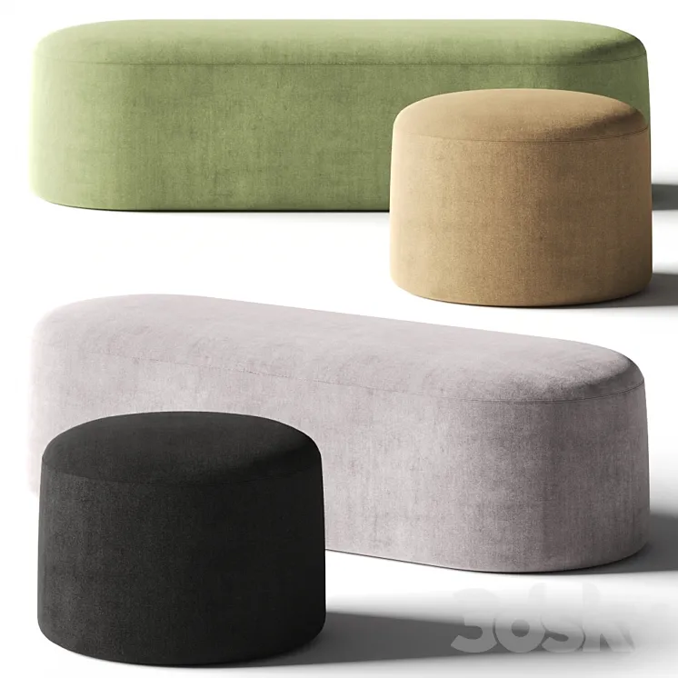 PlusHalle Proto Pouf & Bench 3D Model Free