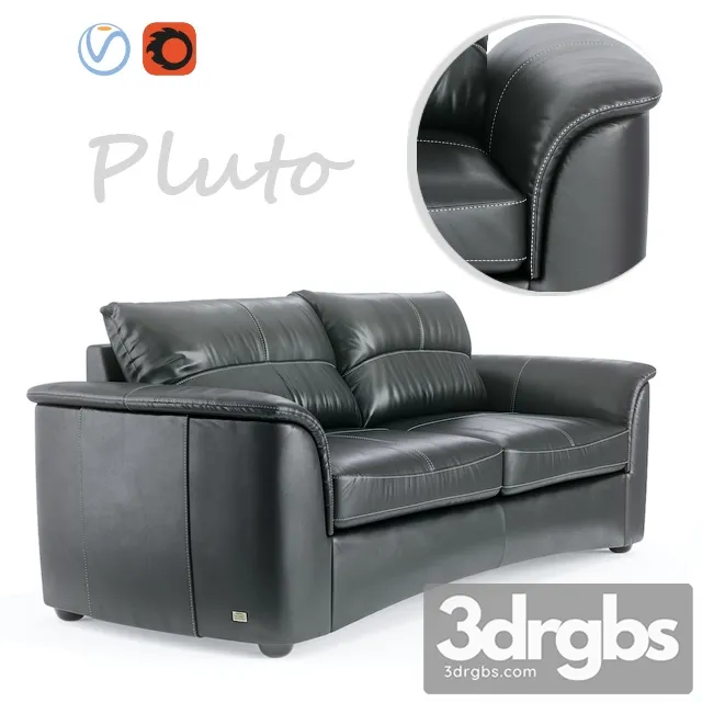 Pluto Black Leather Sofa 01 3D Model Free
