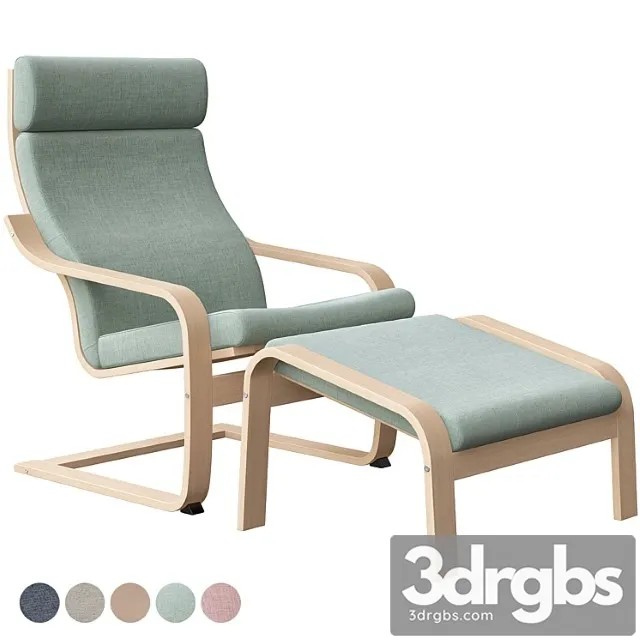 Poäng chair with stool ikea 3D Model Free