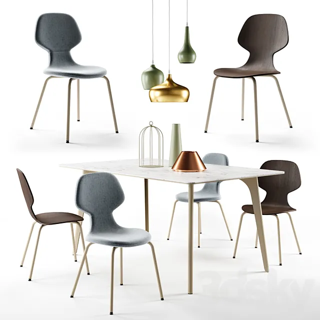 Pode. Chiba chair. Hux table. Tonincasa lamps and decor 3DModel