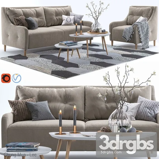 Pohjanmaan Jenson Armchair And Sofa 01 3D Model Free