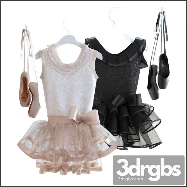 Pointe Shoes With Dress 3D Model Free