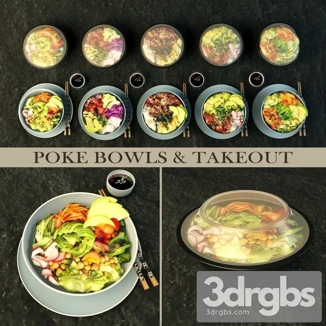 Pokebowl and takeout 3D Model Free