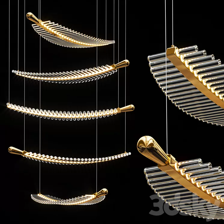 Pokinis Feather Modern Spiral Chandelier 3D Model