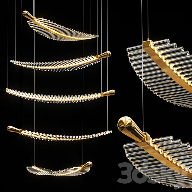 Pokinis Feather Modern Spiral Chandelier 3DModel
