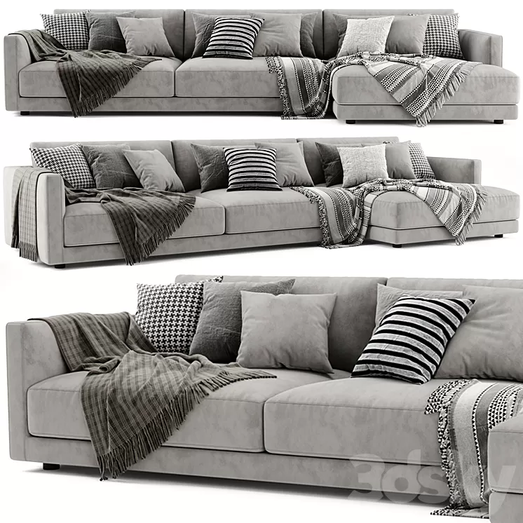 Poliform Bristol Chaise Longue Sofa 2 3D Model