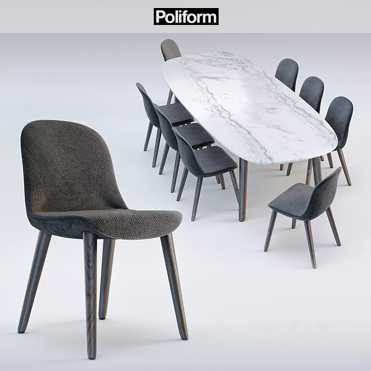 Poliform chair MAD DINNING Chair_ table MAD DINNING Table 3D Model