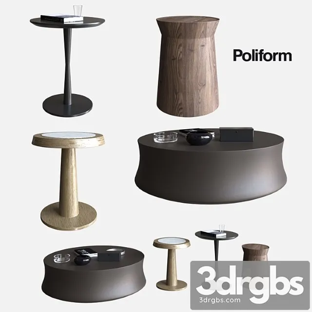 Poliform coffee tables dama & soori & flute & anna 2 3D Model Free