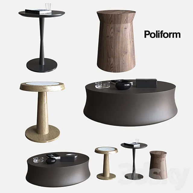 POLIFORM COFFEE TABLES DAMA & SOORI & FLUTE & ANNA 3D Model