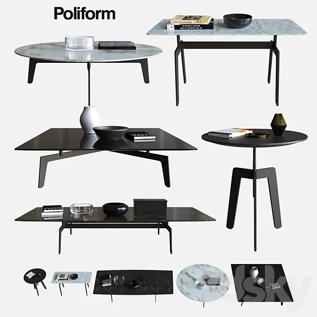 POLIFORM COFFEE TABLES TRIBECA 3D Model