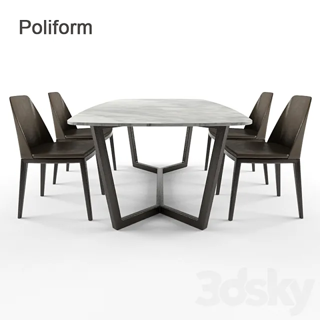 Poliform Concorde desk + chair Grace 3DModel