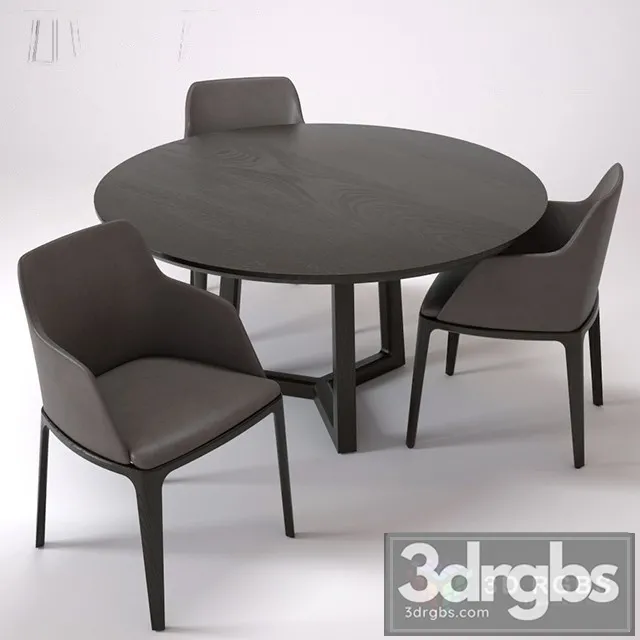 Poliform Concorde Grace Table and Chair 2 3D Model Download