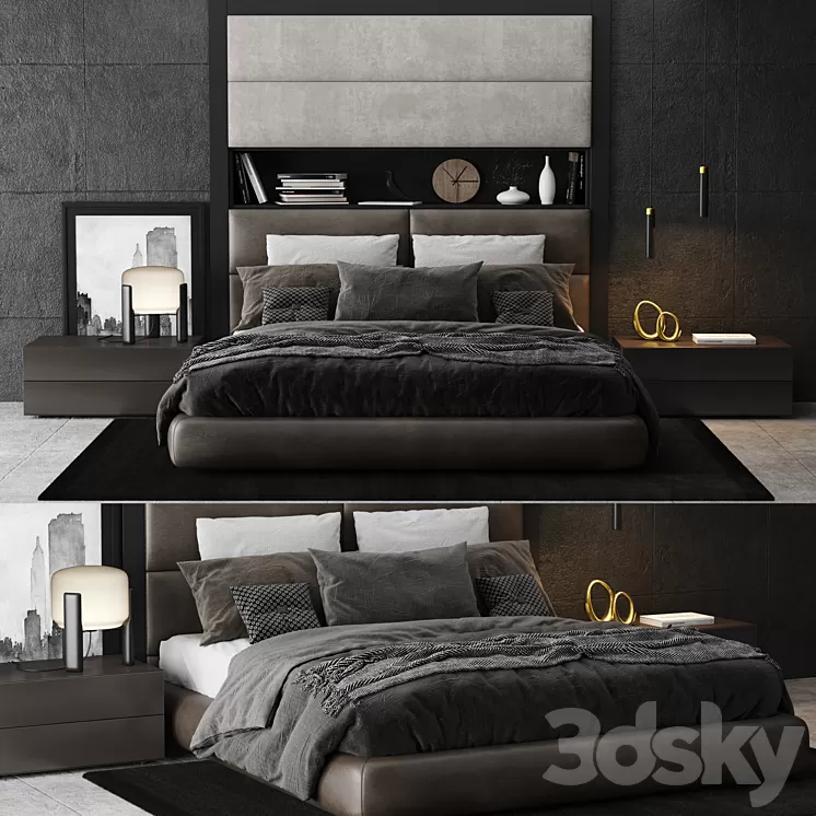 Poliform Dream Bed Headboard B 3D Model