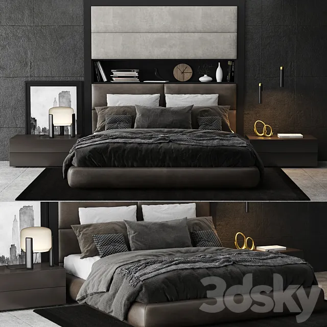 Poliform Dream Bed Headboard B 3D Model