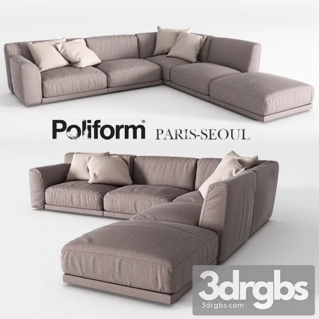Poliform Fabric Paris Seoul Sofa 3D Model Download