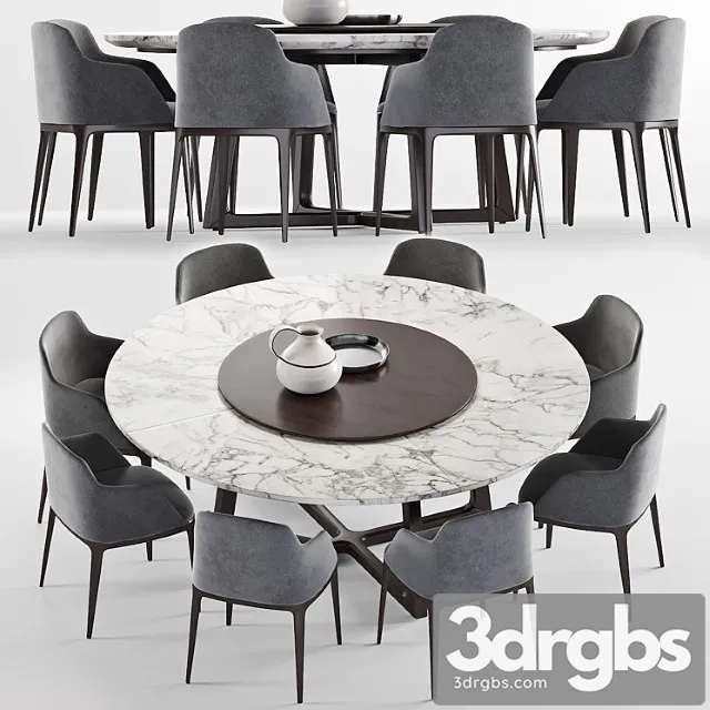 Poliform grace chair & concorde round table 2 3D Model Download