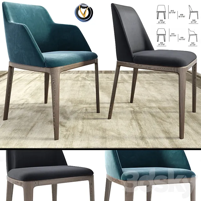 Poliform Grace Dining Chair Duo 3DModel