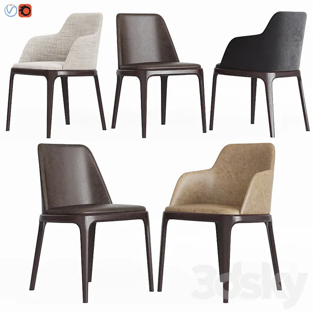 Poliform Grace Dinning Chair Set 3D Model