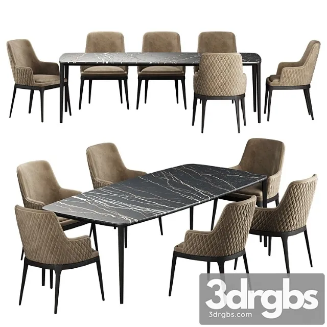 Poliform henry table edna chair 2 3D Model Free