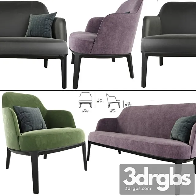 Poliform jane arm chair and sofa 2 3D Model Free