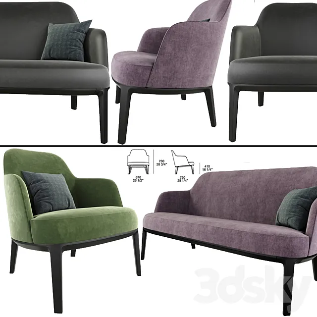Poliform Jane Arm Chair And Sofa 3D Model