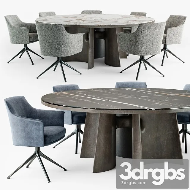 Poliform Kensington Round Table Stanford Chair Set 1 3D Model Free