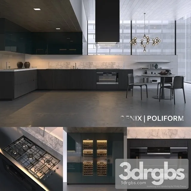 Poliform Kitchen Cabinet Varenna Phoenix 3 3D Model Free