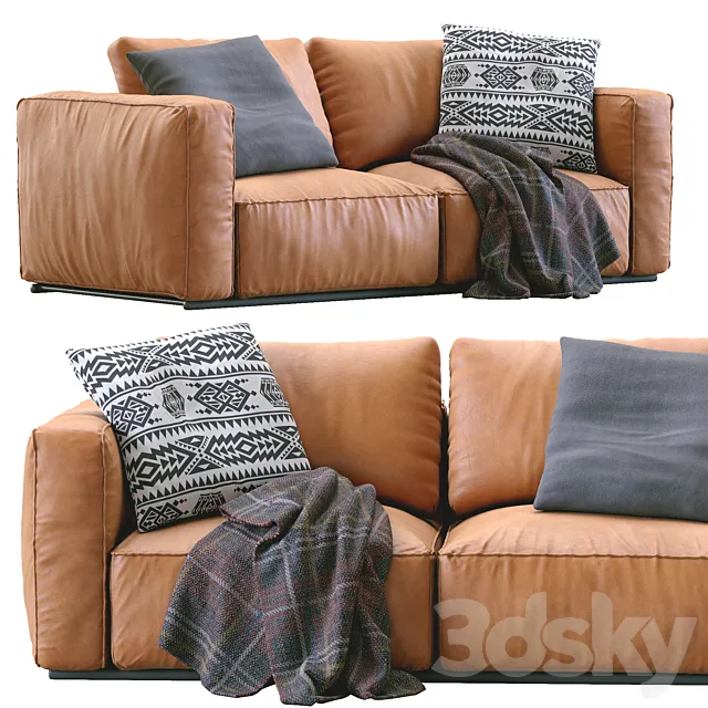 Poliform Leather Sofa SHANGAI 3D Model