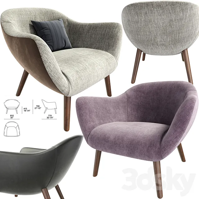 Poliform Mad Arm Chair 3D Model