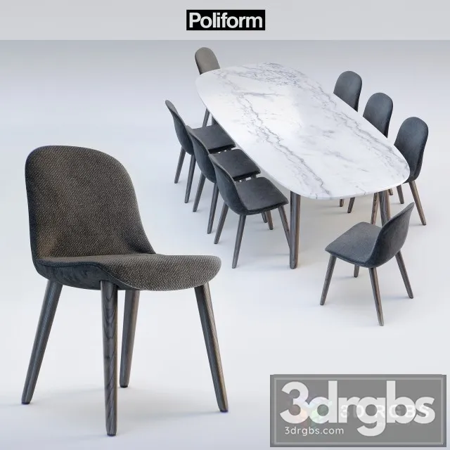 Poliform Mad Dining Chair Table 3D Model Free