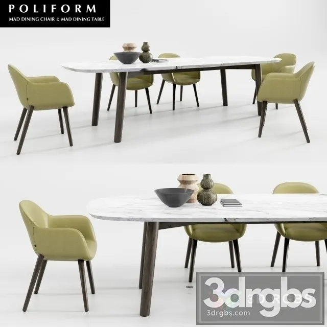Poliform Mad Dining Table Chair 2 3D Model Free