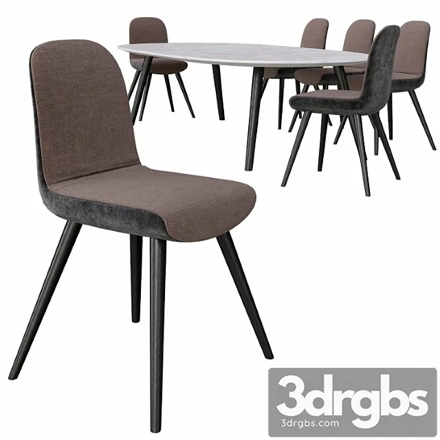Poliform mad dinning table & chair 2 3D Model Free