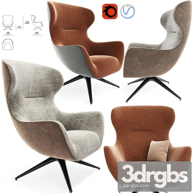 Poliform mad joker revolving armchair 02 3D Model Free