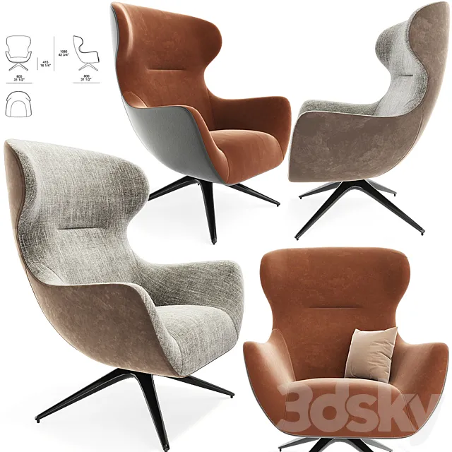 Poliform Mad Joker Revolving Armchair 3D Model