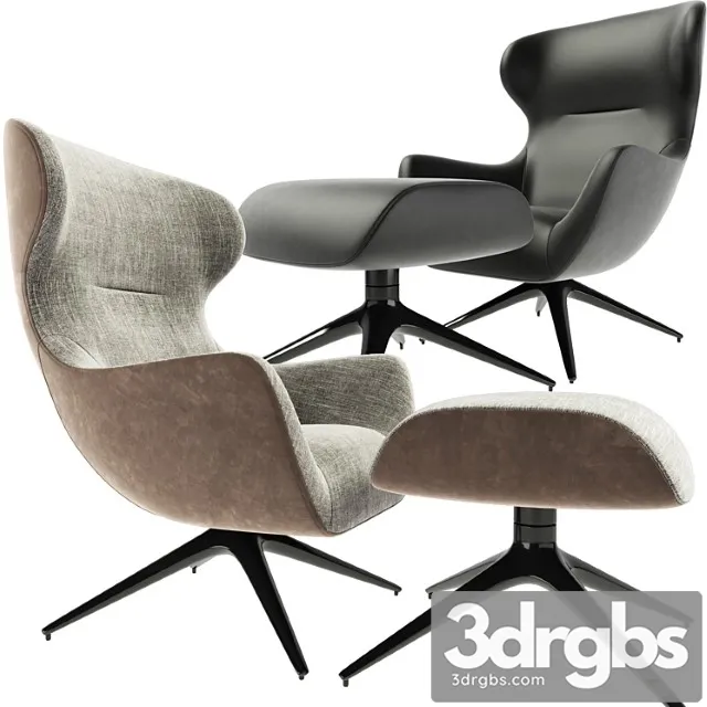 Poliform mad joker revolving armchair with ottoman 3D Model Free