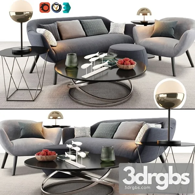 Poliform Mad Sofa Chair Set 3D Model Free
