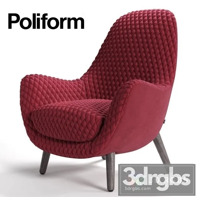 Poliform MadKing Red Armchair 3D Model Free