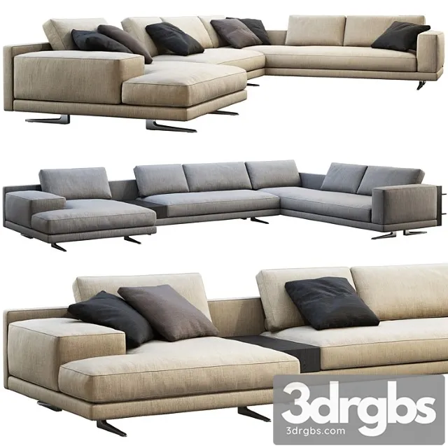 Poliform mondrian chaise lounge sofa 2 3D Model Free