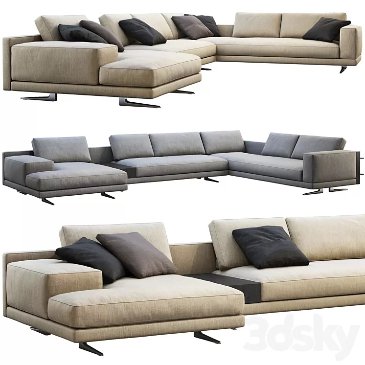 Poliform Mondrian chaise lounge sofa 3D Model