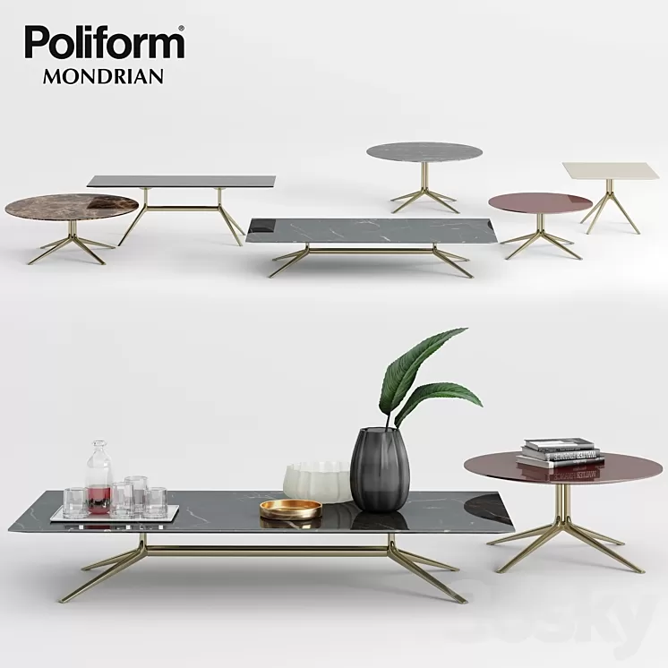 Poliform Mondrian Coffee Tables - 1 3D Model